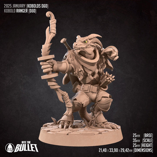 Kobold Ranger, D&D Version | Tabletop Gaming Scale Resin Miniature | Bite the Bullet