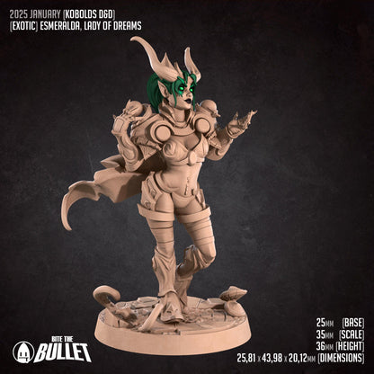 Exxotic Esmerelda, Lady of Dreams | Pinup SFW NSFW Versions | Tabletop Gaming Scale Resin Miniature | Bite the Bullet