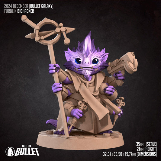 Furblin Biohacker, Space Alien | Tabletop Gaming Scale Resin Miniature | Bite the Bullet | Bullet Galaxy