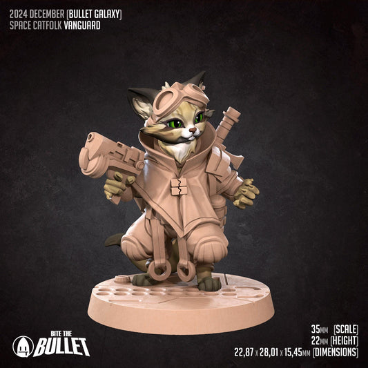 Catfolk Vanguard, Spacer | Tabletop Gaming Scale Resin Miniature | Bite the Bullet | Bullet Galaxy