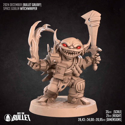 Goblin Witchwarper, Spacer | Tabletop Gaming Scale Resin Miniature | Bite the Bullet | Bullet Galaxy