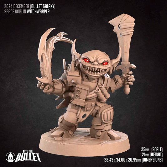 Goblin Witchwarper, Spacer | Tabletop Gaming Scale Resin Miniature | Bite the Bullet | Bullet Galaxy