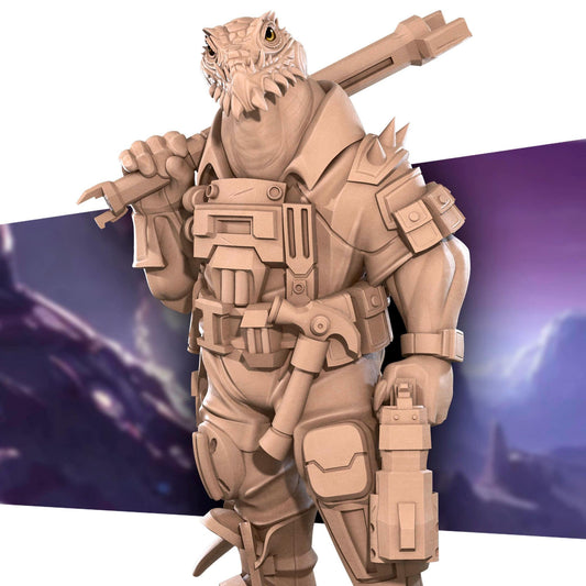 Lizard Mechanic, Space Alien | Tabletop Gaming Scale Resin Miniature | Bite the Bullet | Bullet Galaxy