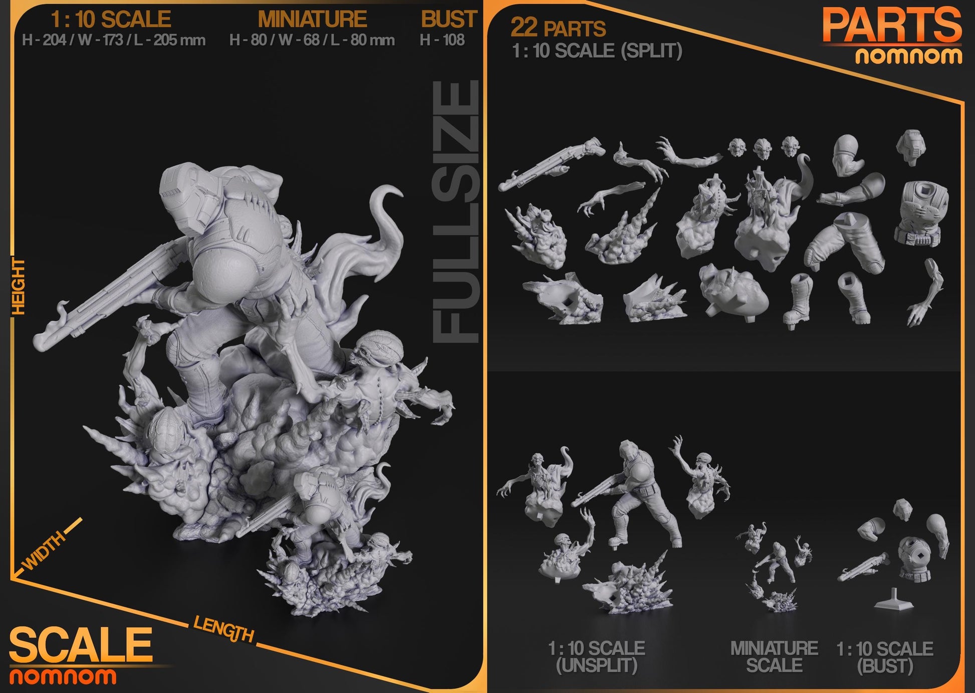 Demon Hunting Marine | Resin Garage Kit Figure Game Fan Art | Nomnom Figures