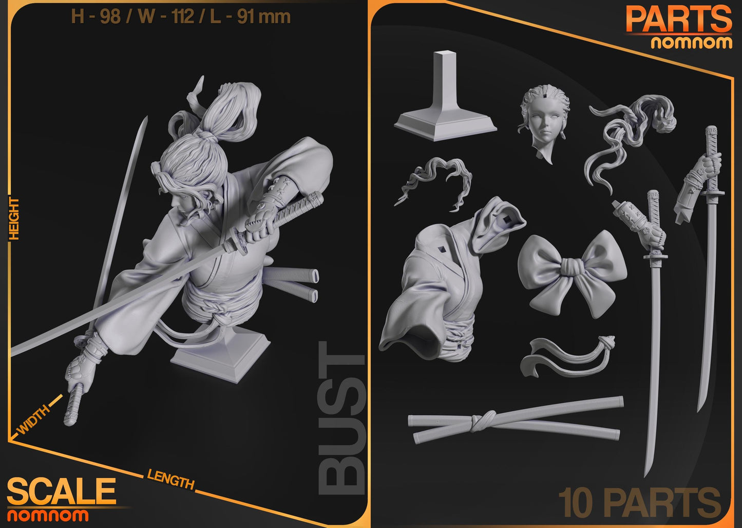 Neko Warrior Bust | Resin Garage Kit Figure Original Bust | Nomnom Figures