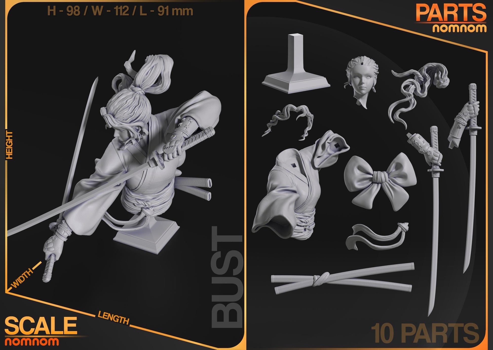 Neko Warrior Bust | Resin Garage Kit Figure Original Bust | Nomnom Figures