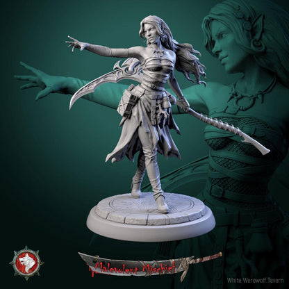 Alberta the Soulflayer | TABLETOP SCALE | TTRPG Miniature | White Werewolf Tavern | Unpainted, Unplated Resin 8k