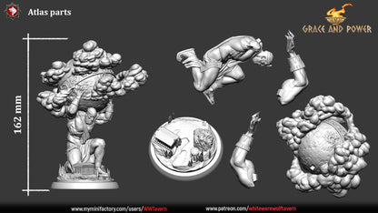 Atlas | TABLETOP SCALE | TTRPG Miniature | White Werewolf Tavern | Unpainted, Unplated Resin 8k