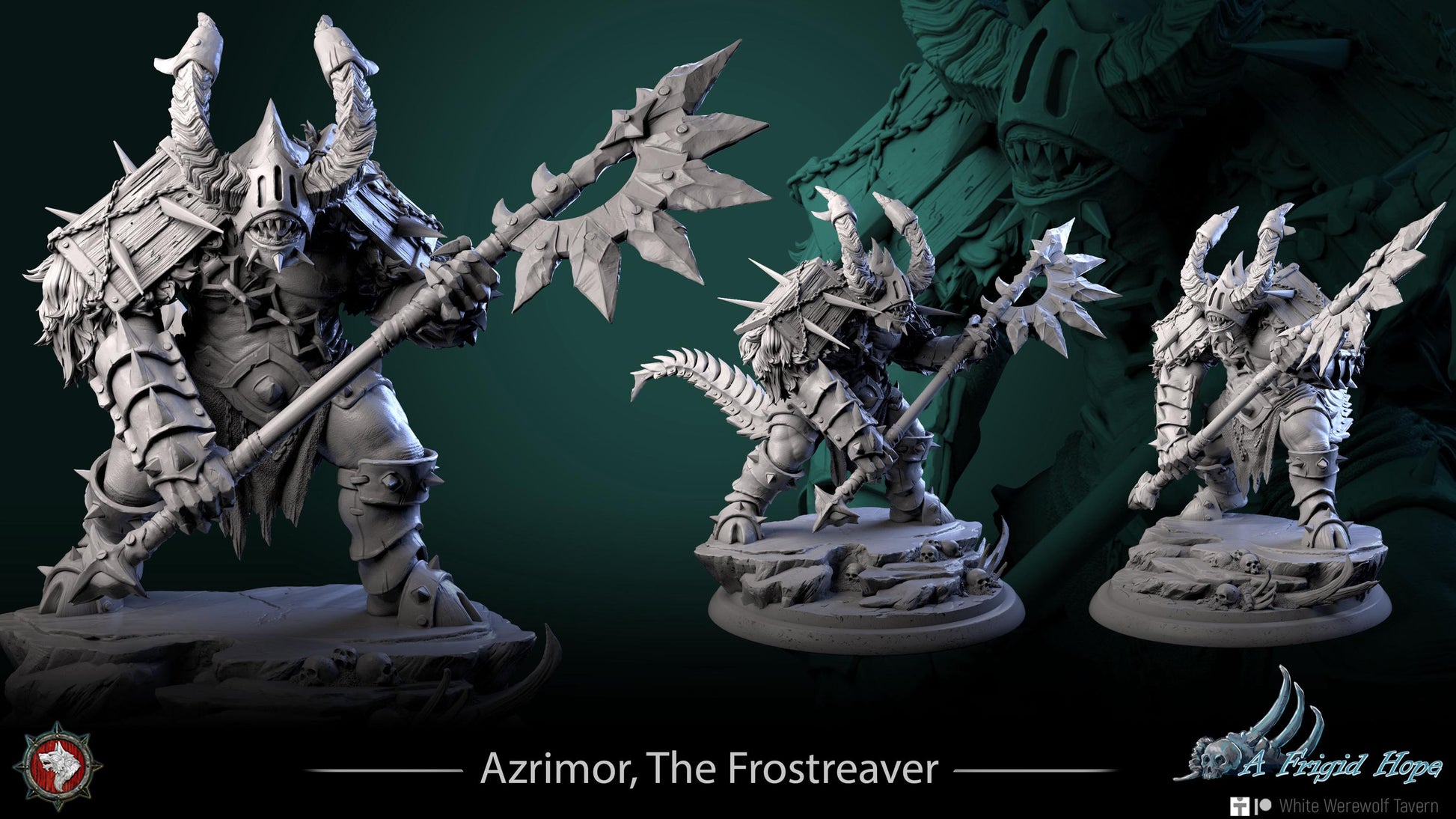 Azrimor, The Frostreaver | TABLETOP SCALE | TTRPG Miniature | White Werewolf Tavern | Unpainted, Unplated Resin 8k
