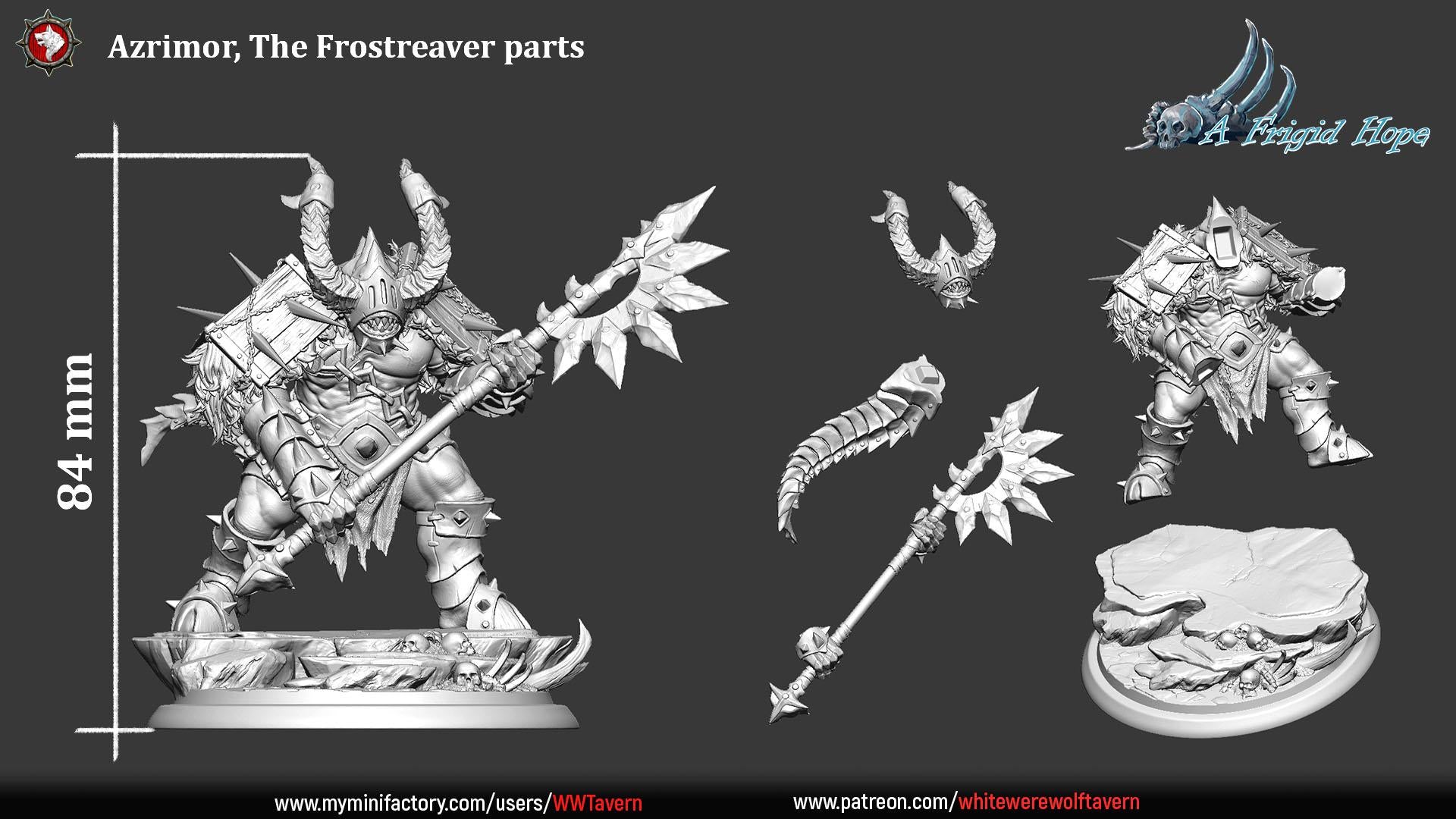 Azrimor, The Frostreaver | TABLETOP SCALE | TTRPG Miniature | White Werewolf Tavern | Unpainted, Unplated Resin 8k