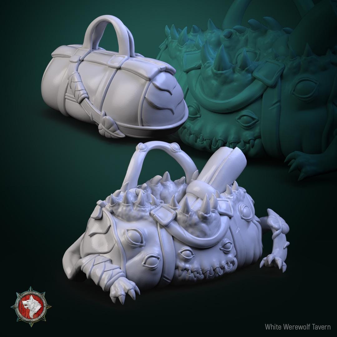 Bag Mimic | TABLETOP SCALE | TTRPG Miniature | White Werewolf Tavern | Unpainted, Unplated Resin 8k