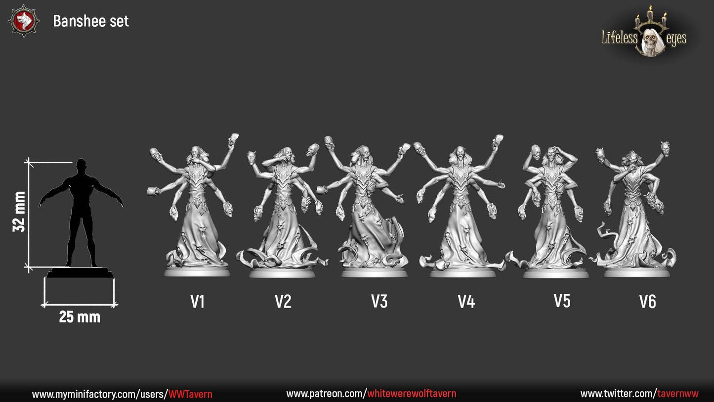 Banshees | TABLETOP SCALE | TTRPG Miniature | White Werewolf Tavern | Unpainted, Unplated Resin 8k