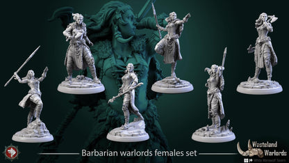 Barbarian Warlords, Females | TABLETOP SCALE | TTRPG Miniature | White Werewolf Tavern | Unpainted, Unplated Resin 8k
