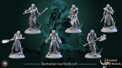 Barbarian Warlords, Males | TABLETOP SCALE | TTRPG Miniature | White Werewolf Tavern | Unpainted, Unplated Resin 8k