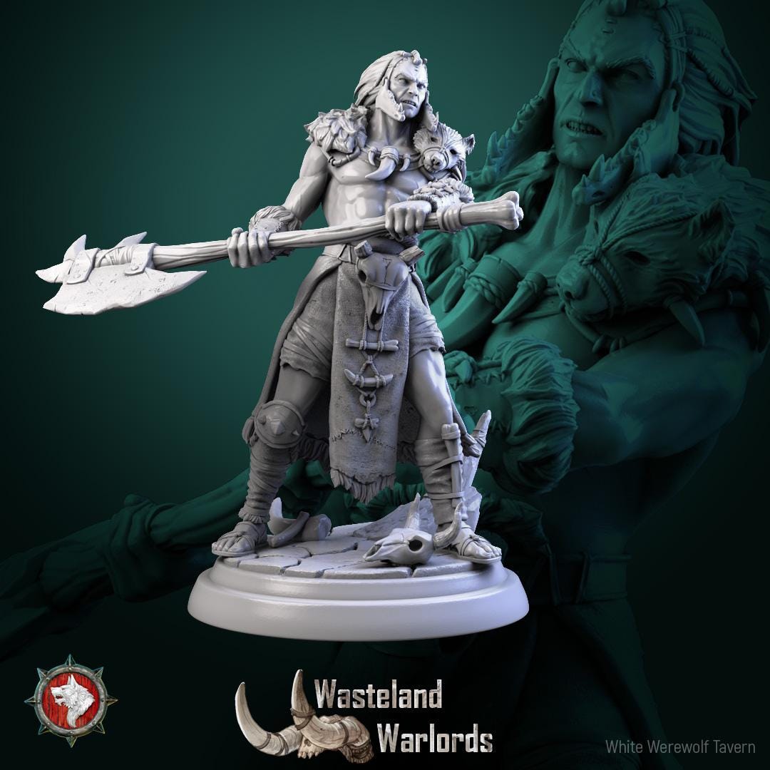 Barbarian Warlords, Males | TABLETOP SCALE | TTRPG Miniature | White Werewolf Tavern | Unpainted, Unplated Resin 8k