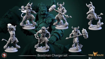 Beastman Chargers | TABLETOP SCALE | TTRPG Miniature | White Werewolf Tavern | Unpainted, Unplated Resin 8k