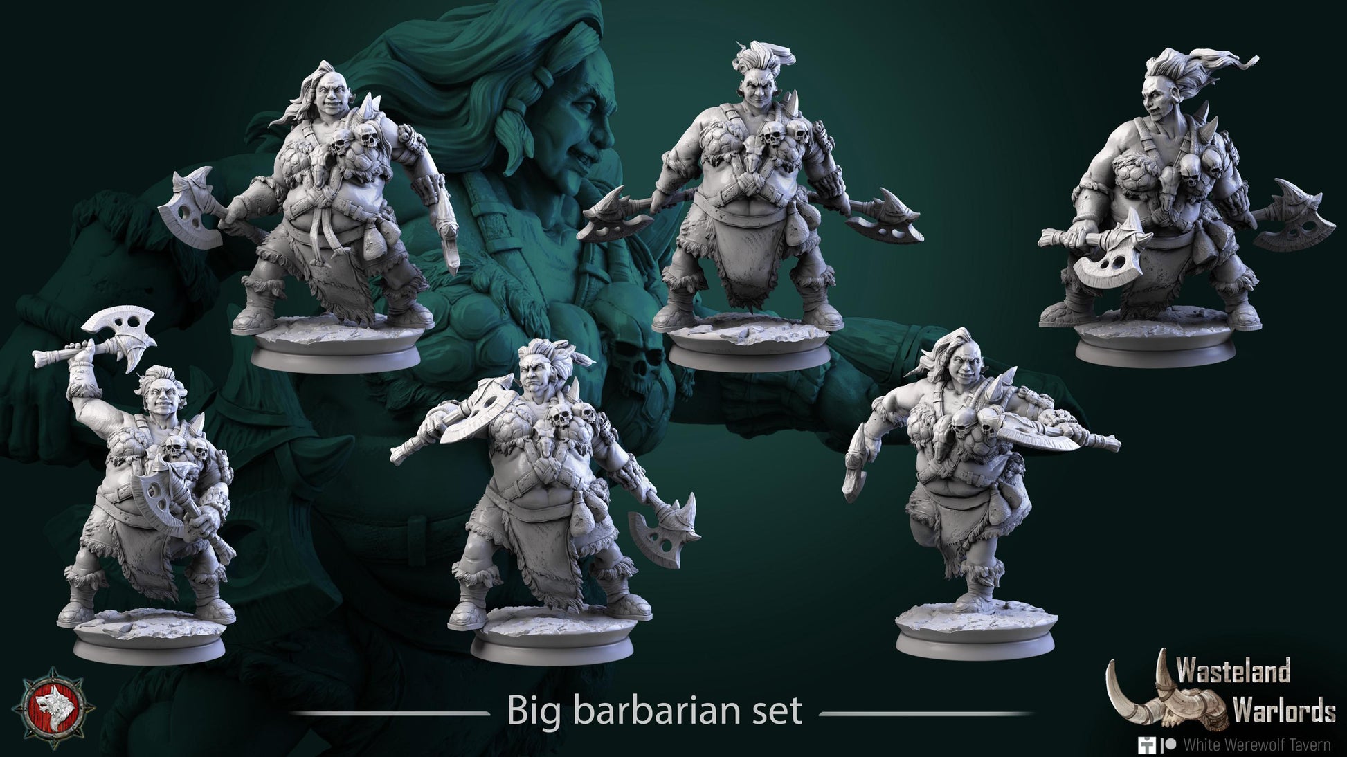 Big Barbarians | TABLETOP SCALE | TTRPG Miniature | White Werewolf Tavern | Unpainted, Unplated Resin 8k