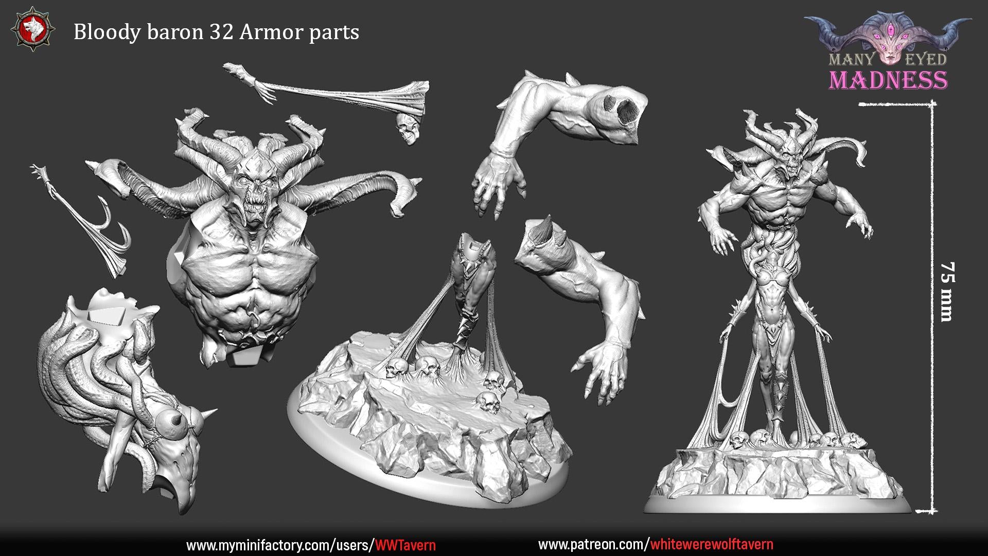 Bloody Baron | TABLETOP SCALE | TTRPG Miniature | White Werewolf Tavern | Unpainted, Unplated Resin 8k