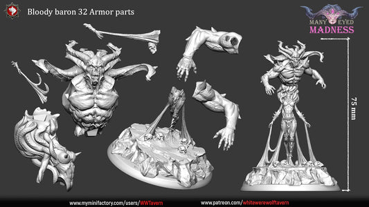 Bloody Baron | TABLETOP SCALE | TTRPG Miniature | White Werewolf Tavern | Unpainted, Unplated Resin 8k