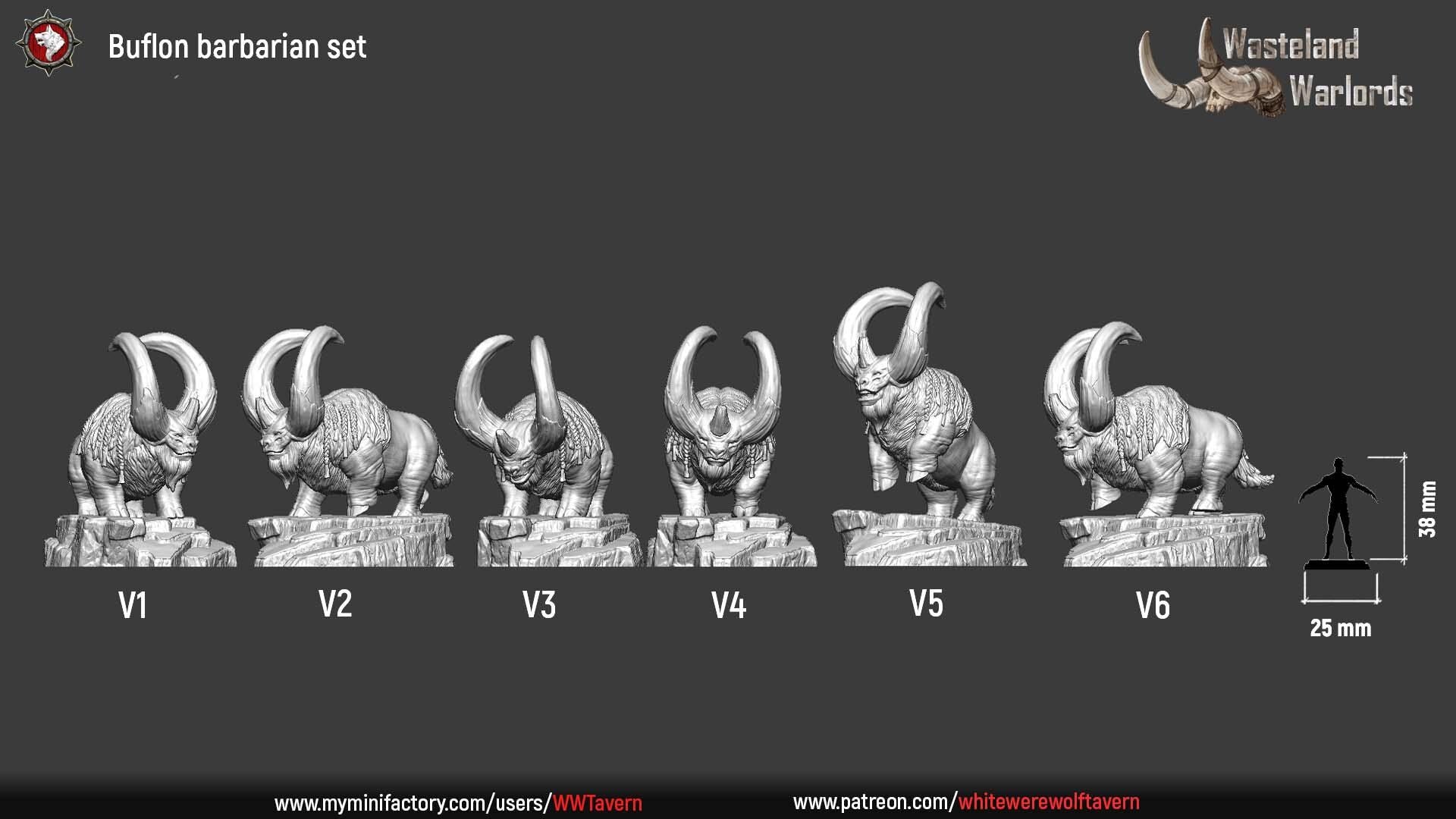 Buflon Barbarians | TABLETOP SCALE | D&D TTRPG Miniature | White Werewolf Tavern