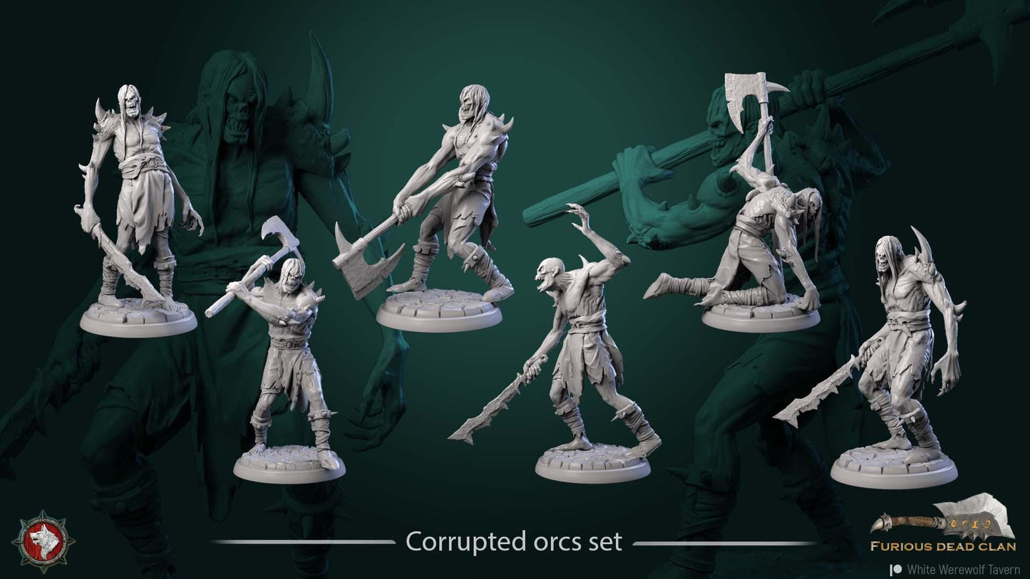 Corrupted Orcs | TABLETOP SCALE | TTRPG Miniature | White Werewolf Tavern | Unpainted, Unplated Resin 8k