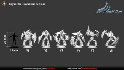 Crysalith Guardians | TABLETOP SCALE | TTRPG Miniature | White Werewolf Tavern | Unpainted, Unplated Resin 8k