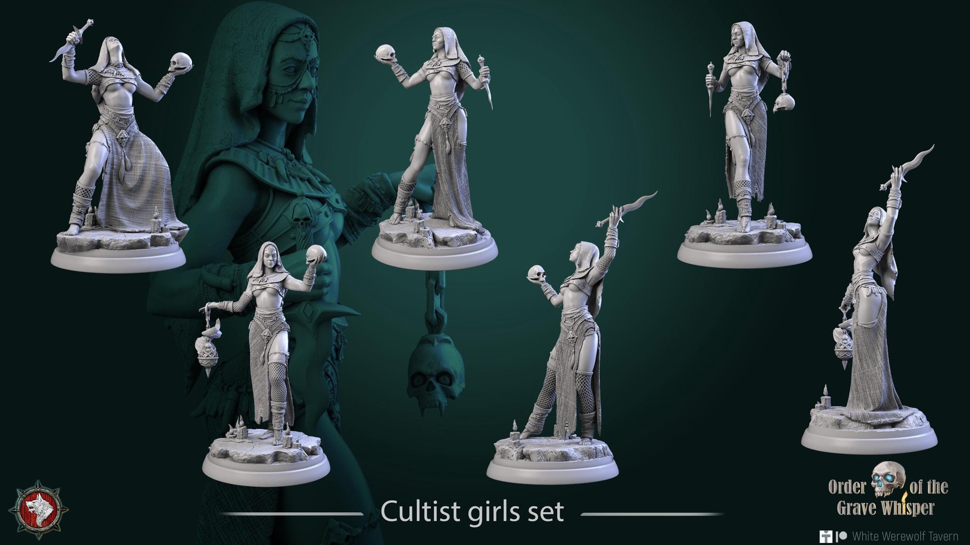 Cultist Girls | TABLETOP SCALE | TTRPG Miniature | White Werewolf Tavern | Unpainted, Unplated Resin 8k