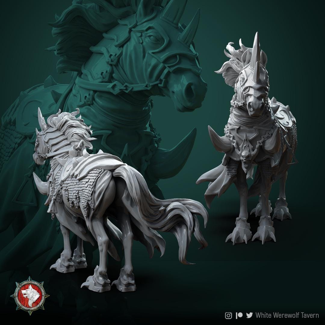 Devil Horse | TABLETOP SCALE | TTRPG D&D Miniature | White Werewolf Tavern