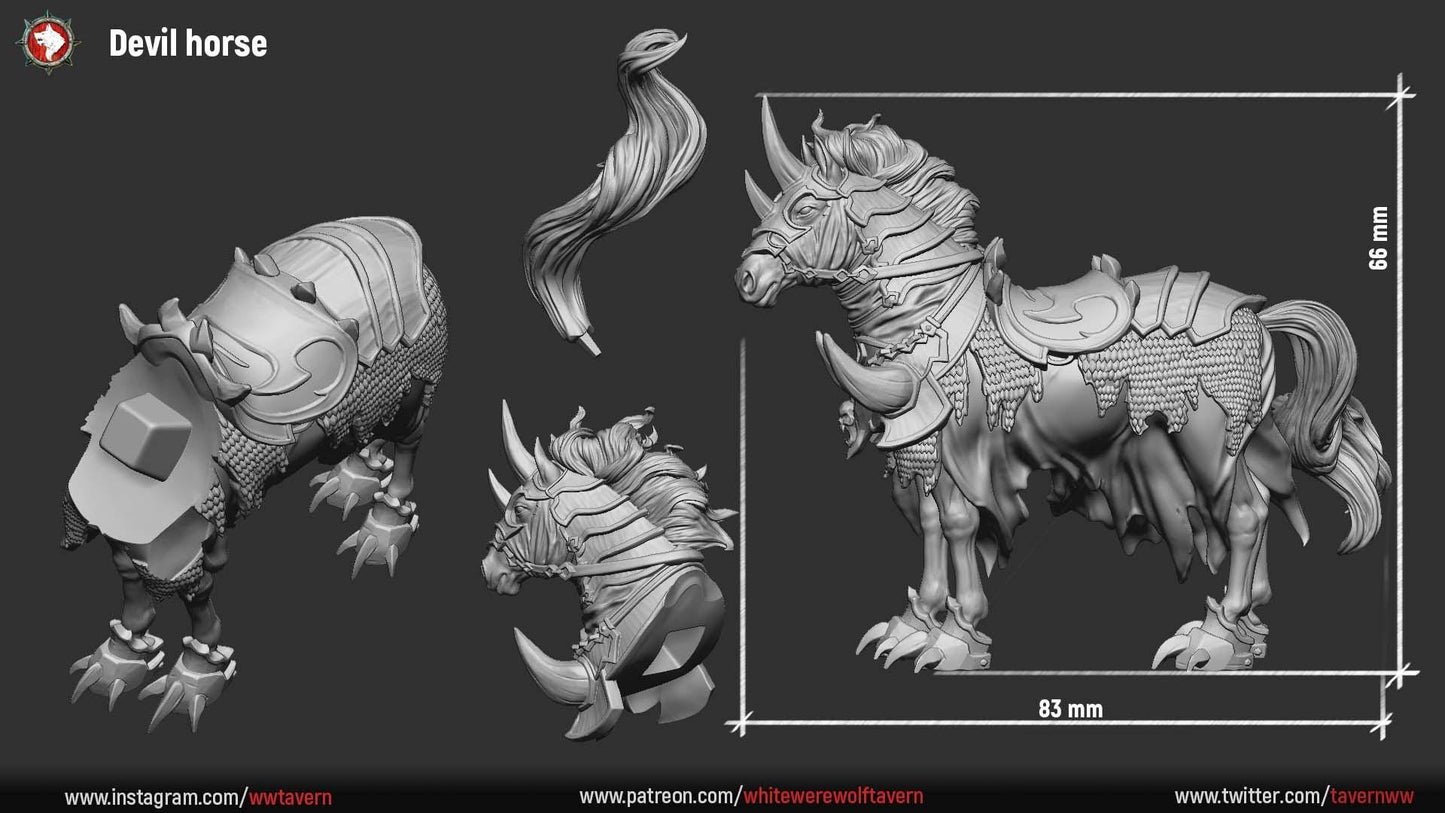Devil Horse | TABLETOP SCALE | TTRPG D&D Miniature | White Werewolf Tavern