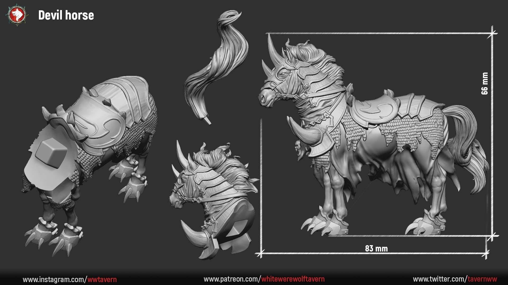 Devil Horse | TABLETOP SCALE | TTRPG D&D Miniature | White Werewolf Tavern