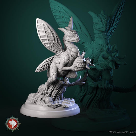 Dragon with Strawberry | TTRPG Miniature | White Werewolf Tavern | Unpainted, Unplated Resin 8k