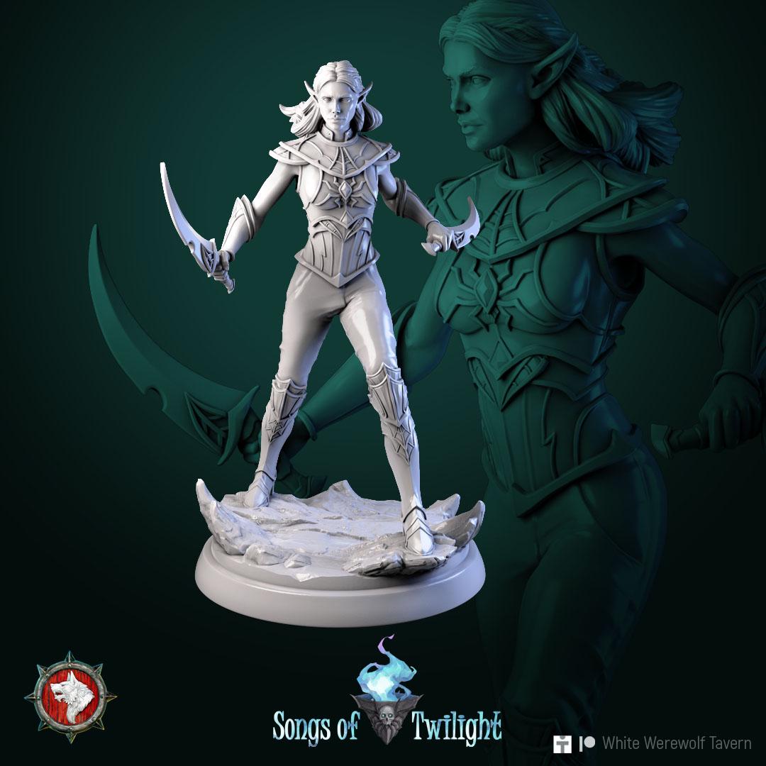 Drow Warriors, Females | TABLETOP SCALE | TTRPG Miniature | White Werewolf Tavern