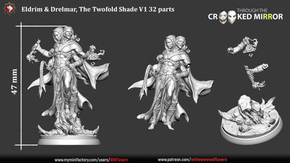 Eldrim and Drelmar, The Twofold Shade | TTRPG D&D Miniature | White Werewolf Tavern