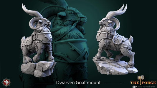 Dwarven Goat Mount Armored | TTRPG D&D Miniature | White Werewolf Tavern