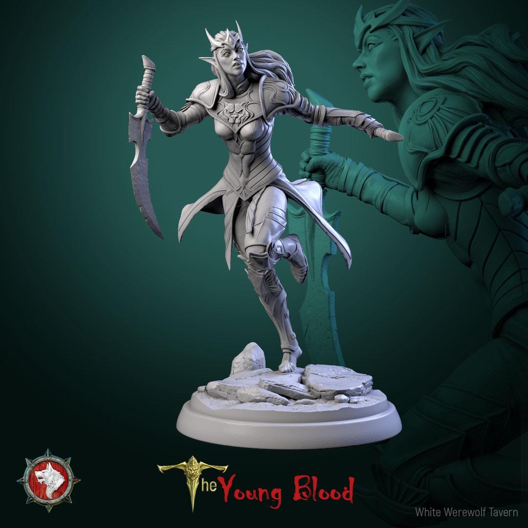 Elven Female Warriors | TABLETOP SCALE | TTRPG Miniature | White Werewolf Tavern
