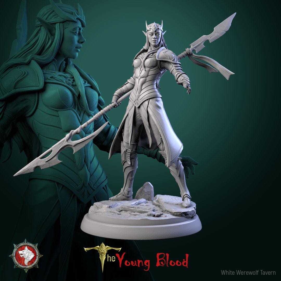 Elven Female Warriors | TABLETOP SCALE | TTRPG Miniature | White Werewolf Tavern