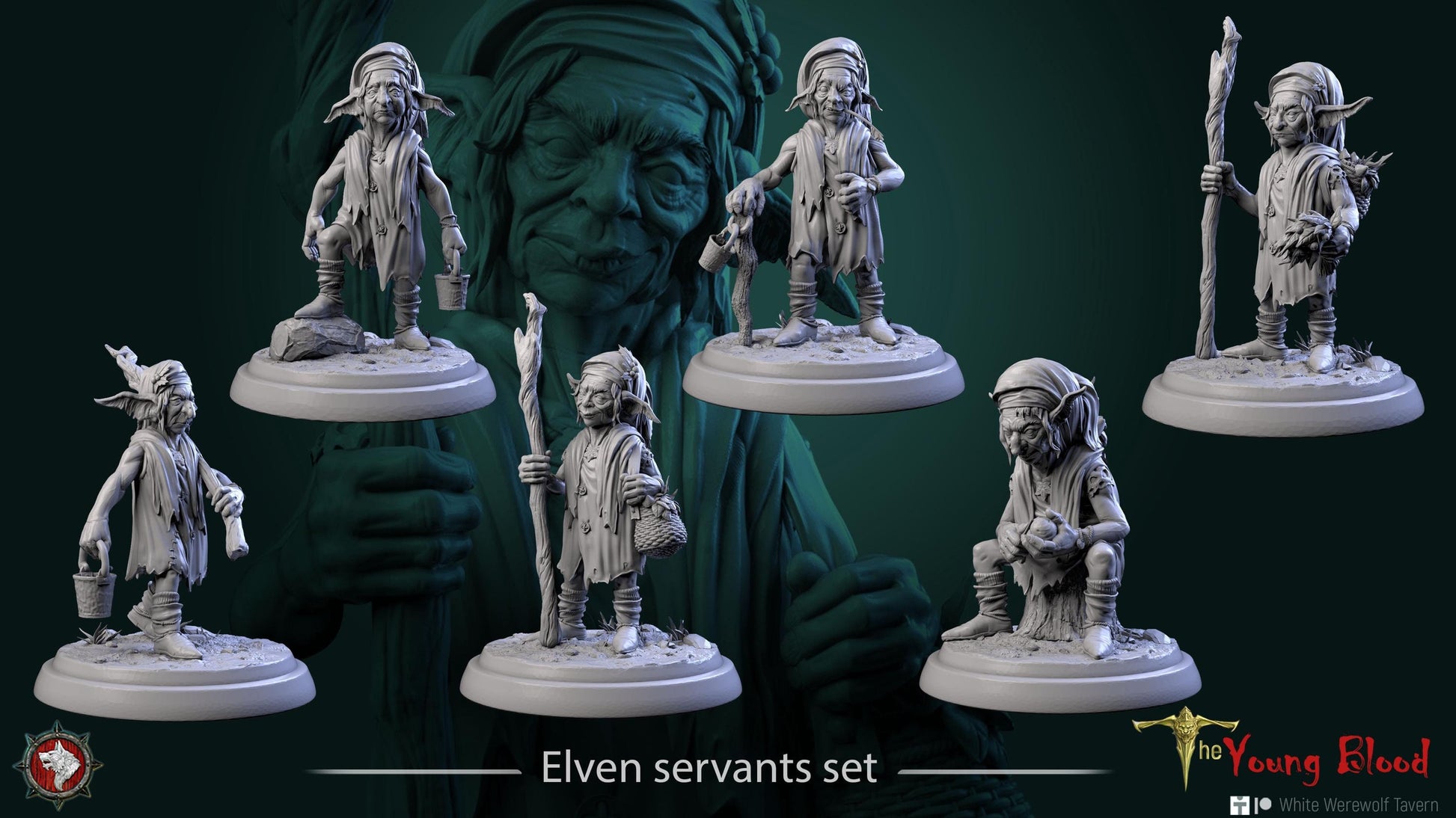 Elven Servants | TABLETOP SCALE | TTRPG Miniature | White Werewolf Tavern