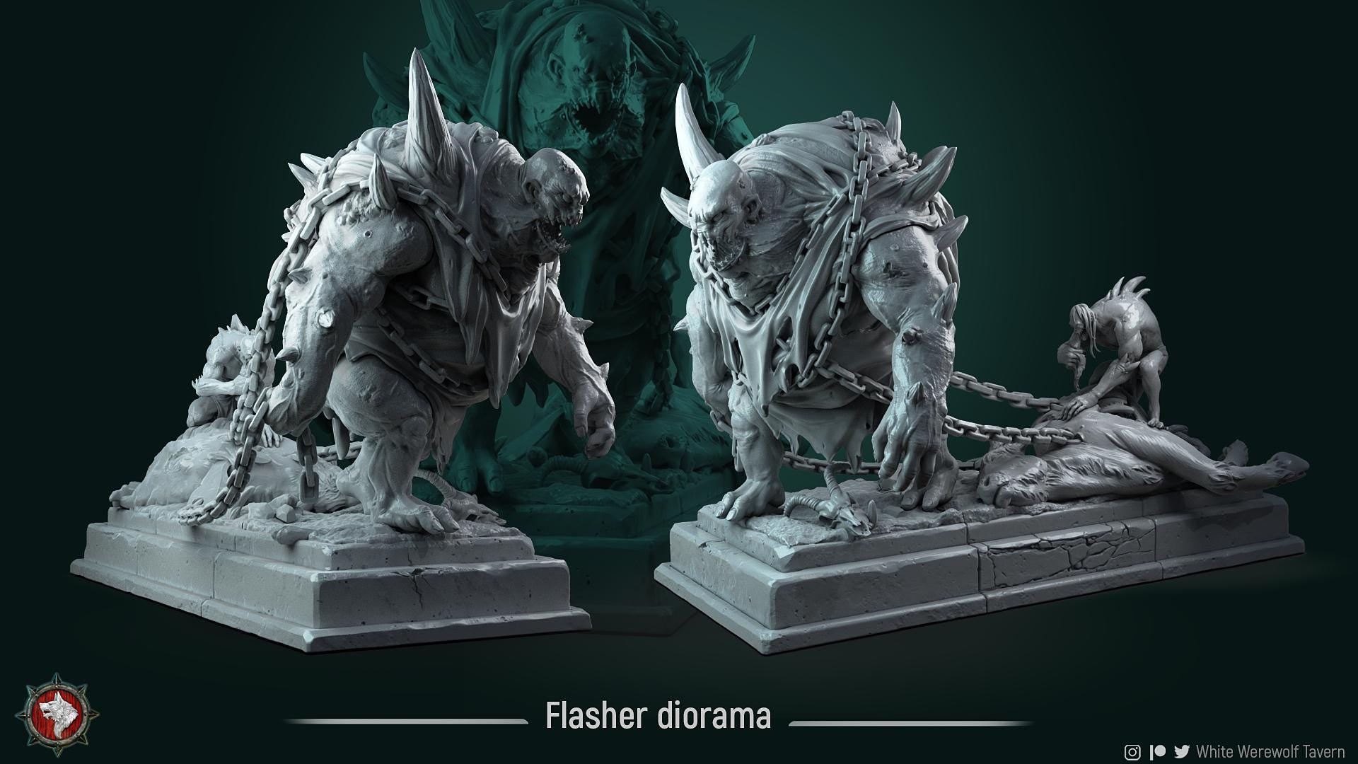 Flasher Diorama | TABLETOP SCALE | D&D TTRPG Miniature | White Werewolf Tavern