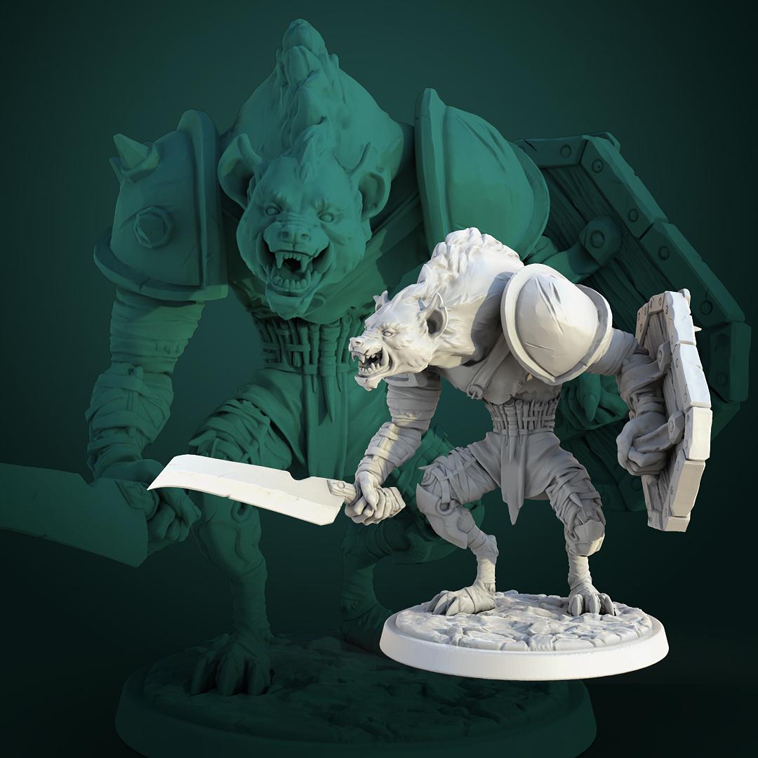 Gnoll Shieldmaster | TABLETOP SCALE | TTRPG D&D Miniature | White Werewolf Tavern