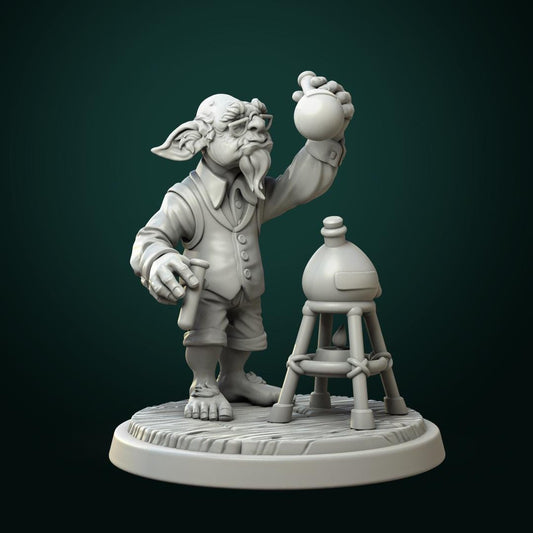 Goblin Alchemist | TABLETOP SCALE | TTRPG D&D Miniature | White Werewolf Tavern