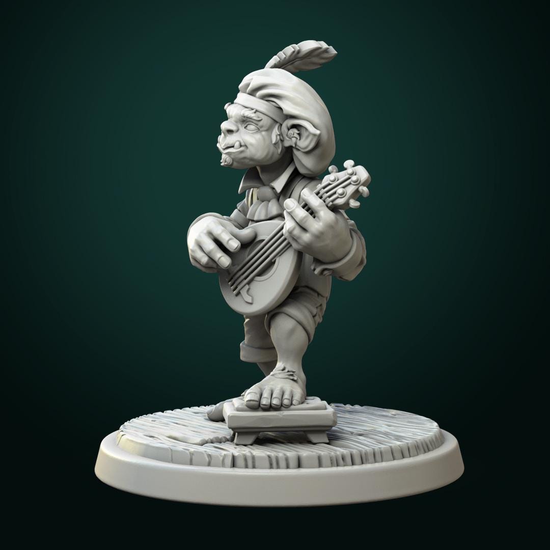 Goblin Bard | TABLETOP SCALE | TTRPG D&D Miniature | White Werewolf Tavern