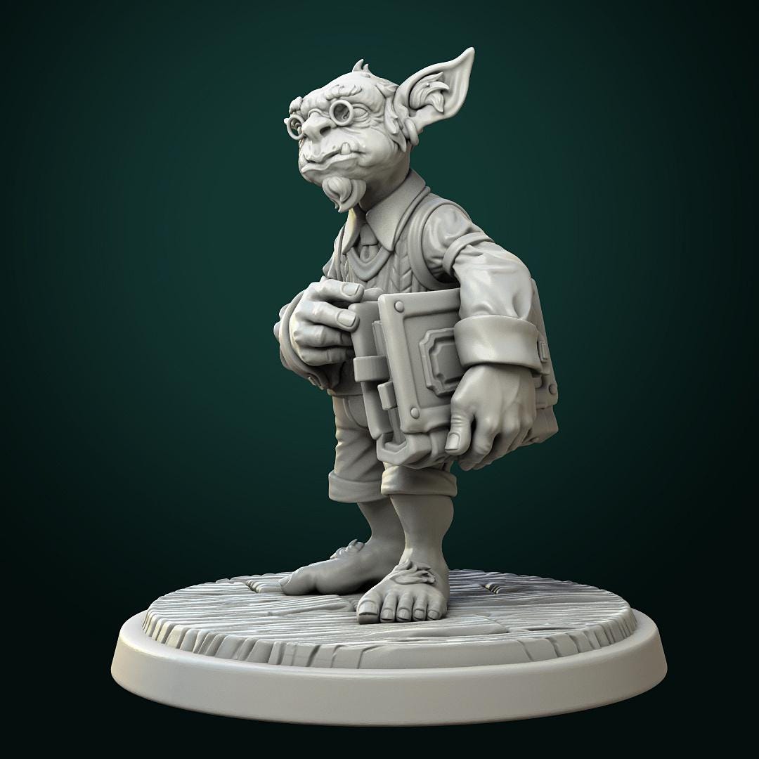 Goblin Librarian | TABLETOP SCALE | TTRPG D&D Miniature | White Werewolf Tavern