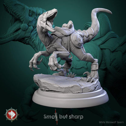 Halfings Dino Mounts | TABLETOP SCALE | TTRPG D&D Miniature | White Werewolf Tavern