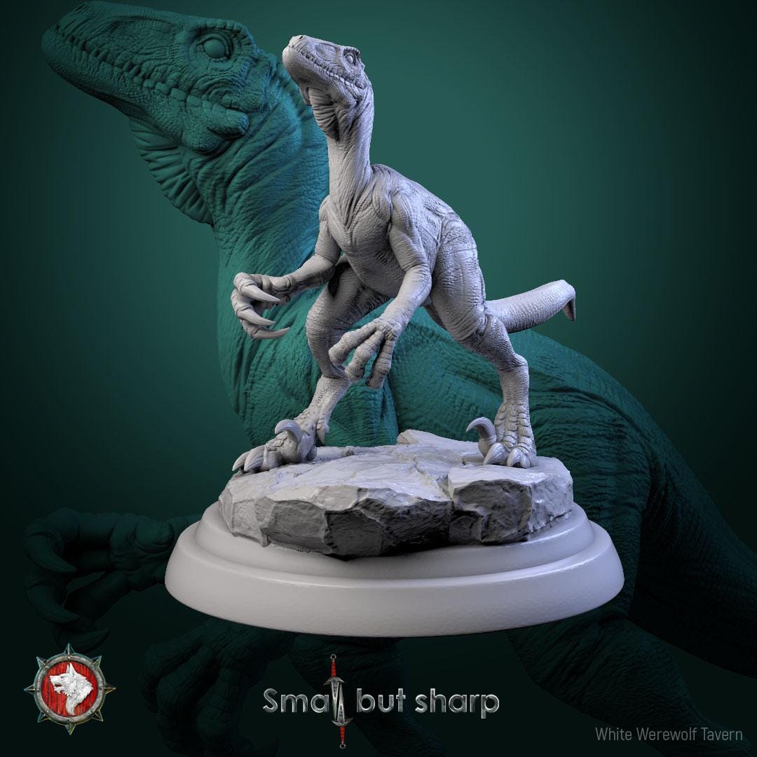 Halfings Dino Mounts | TABLETOP SCALE | TTRPG D&D Miniature | White Werewolf Tavern