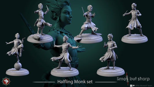 Halfling Monks | TABLETOP SCALE | TTRPG D&D Miniature | White Werewolf Tavern