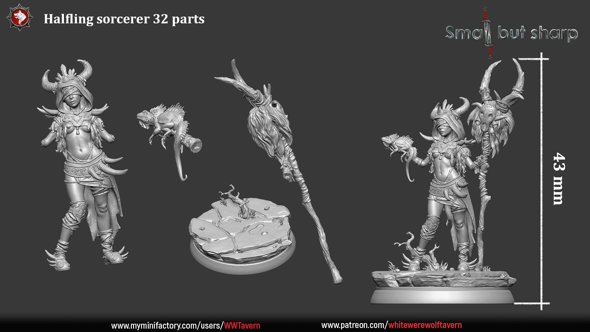 Halfling Sorcerer | TTRPG D&D Miniature | White Werewolf Tavern