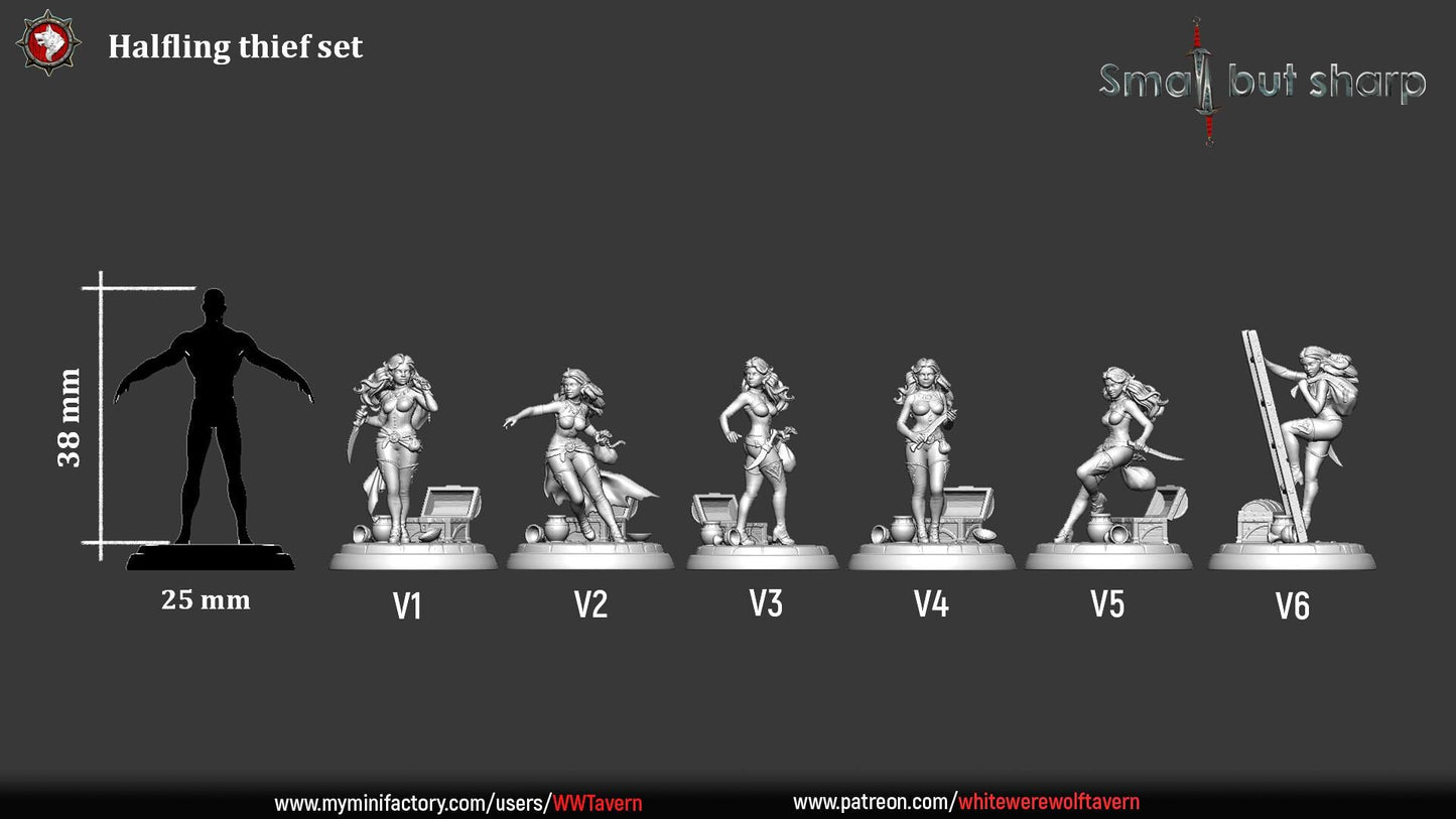 Halfling Thieves | TABLETOP SCALE | TTRPG D&D Miniature | White Werewolf Tavern