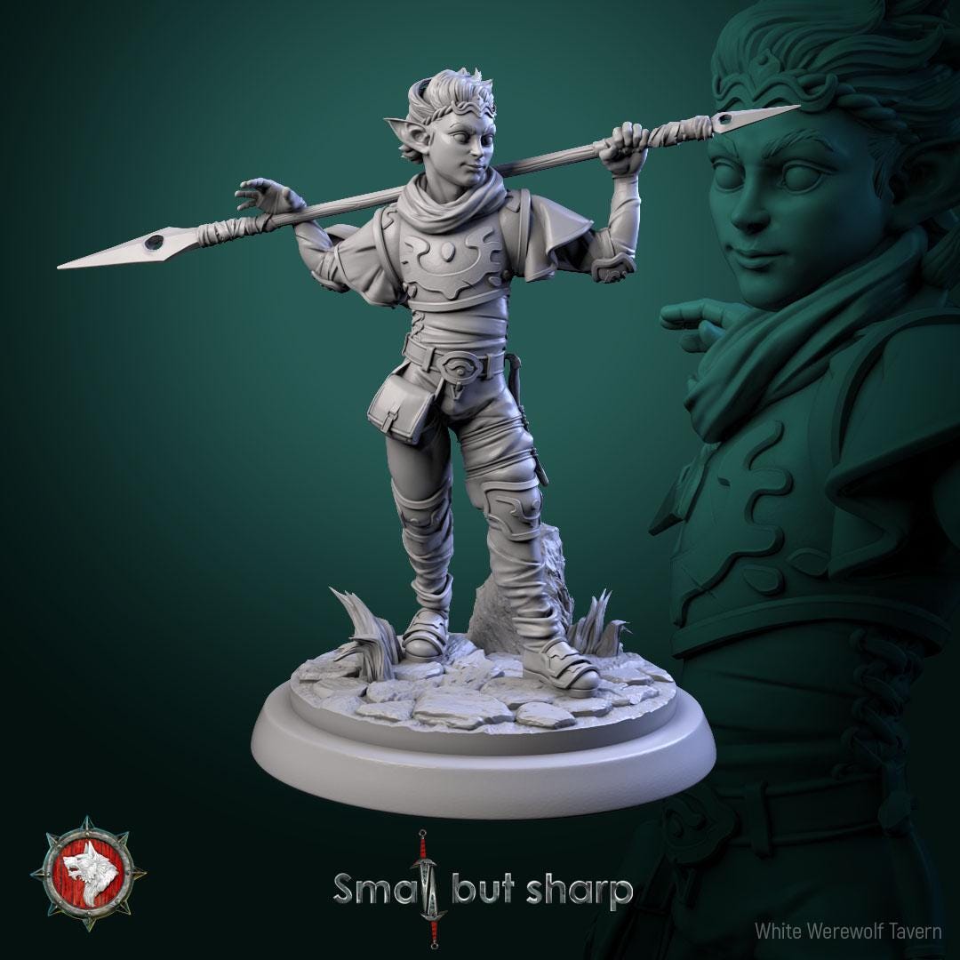 Halfling Warriors | TABLETOP SCALE | TTRPG D&D Miniature | White Werewolf Tavern