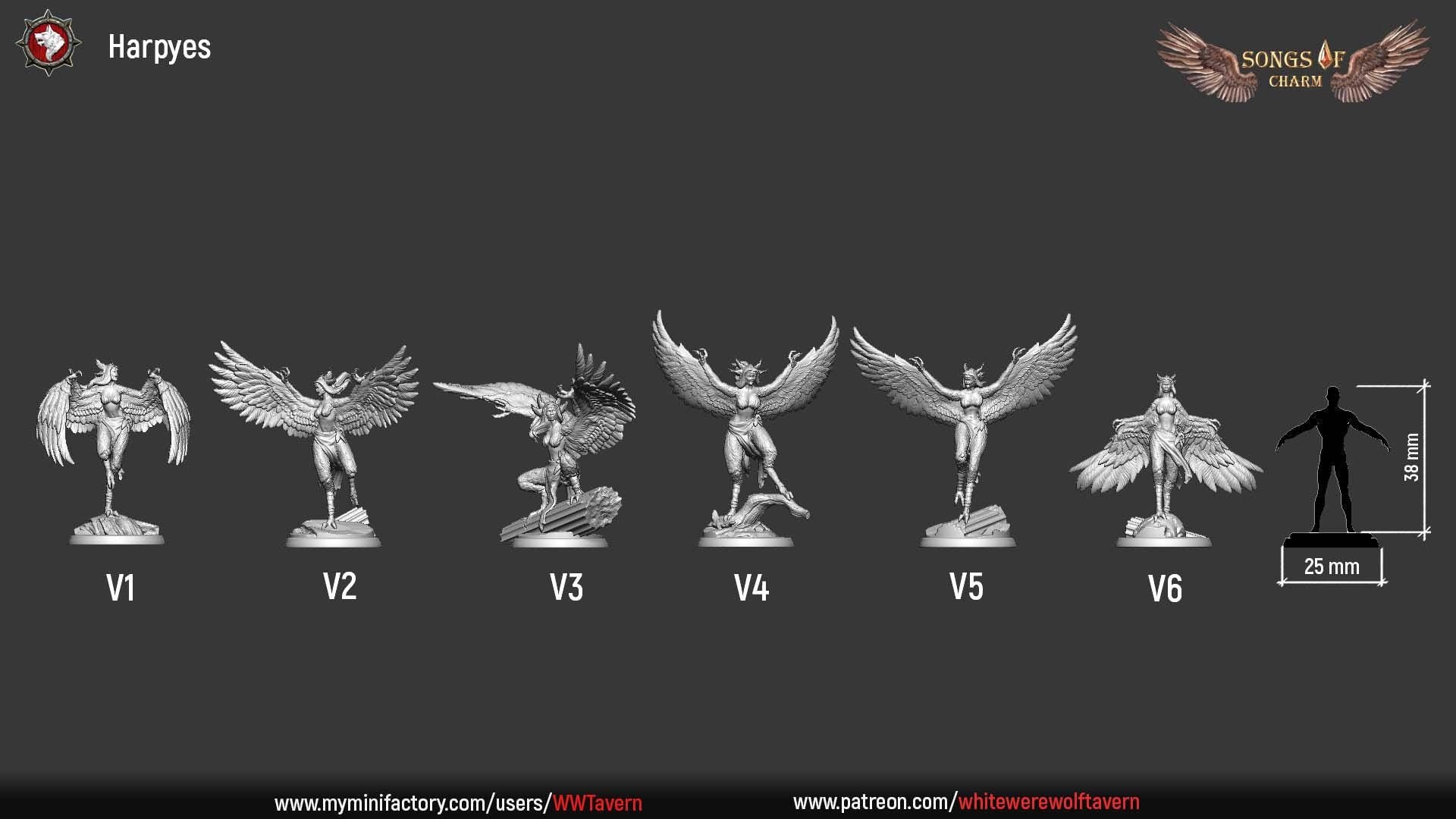 Harpies | TABLETOP SCALE | TTRPG D&D Miniature | White Werewolf Tavern