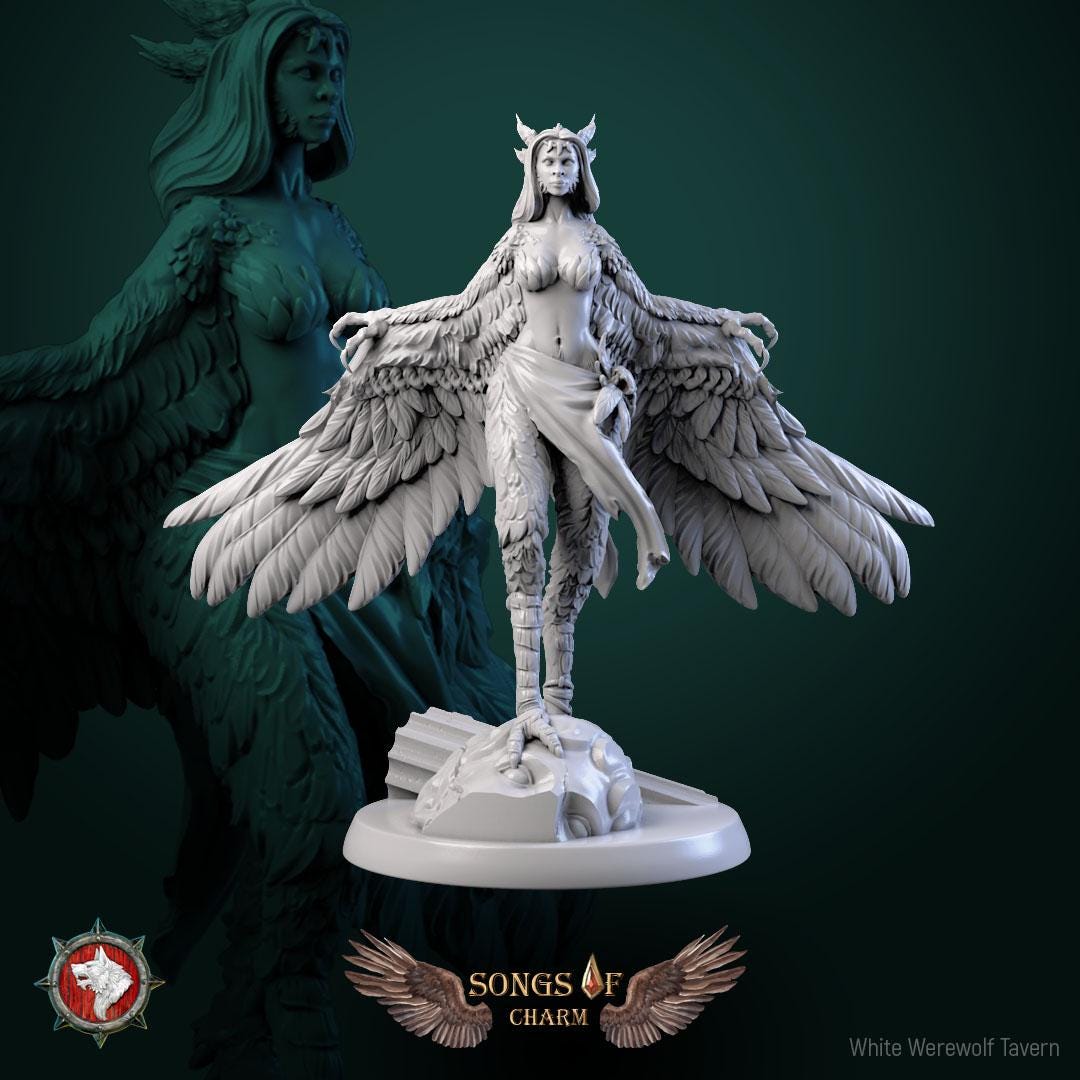 Harpies | TABLETOP SCALE | TTRPG D&D Miniature | White Werewolf Tavern